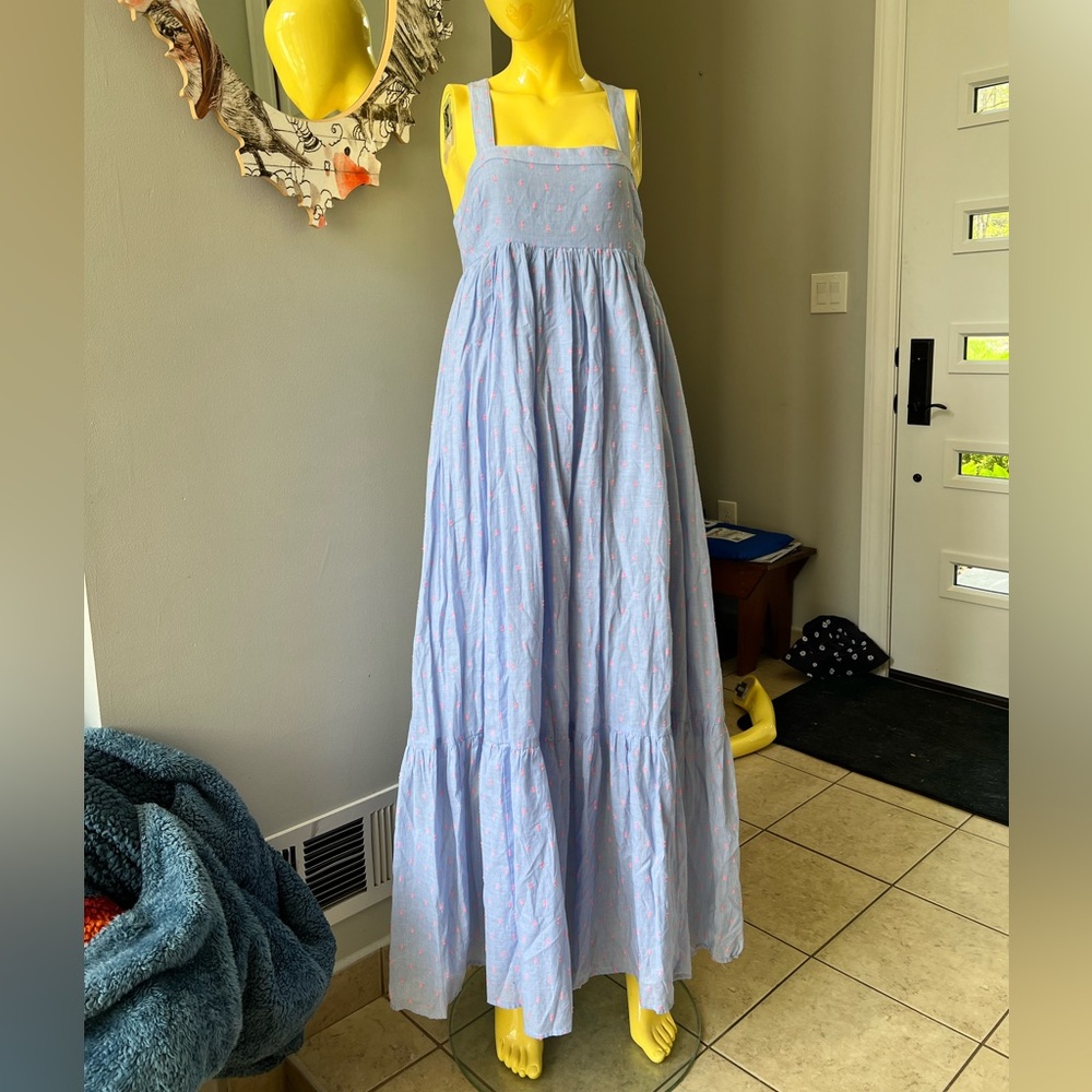 Blue and pink maxi dress- maternity friendly!